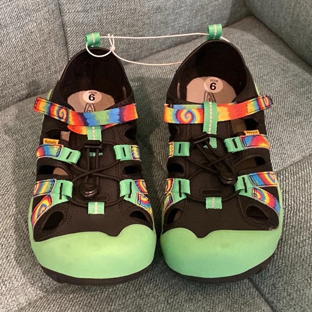 NWOT Keen Kids' Knotch Creek Sandal Tie Dye Irish Green Kid Shoe Sandals Size 6 - Picture 2 of 7